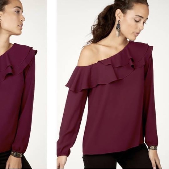 Stella and Dot Roz one shoulder top Burgundy size small - Picture 7 of 7